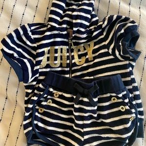 Juicy Couture 2-pieced striped cotton-blend shorts set